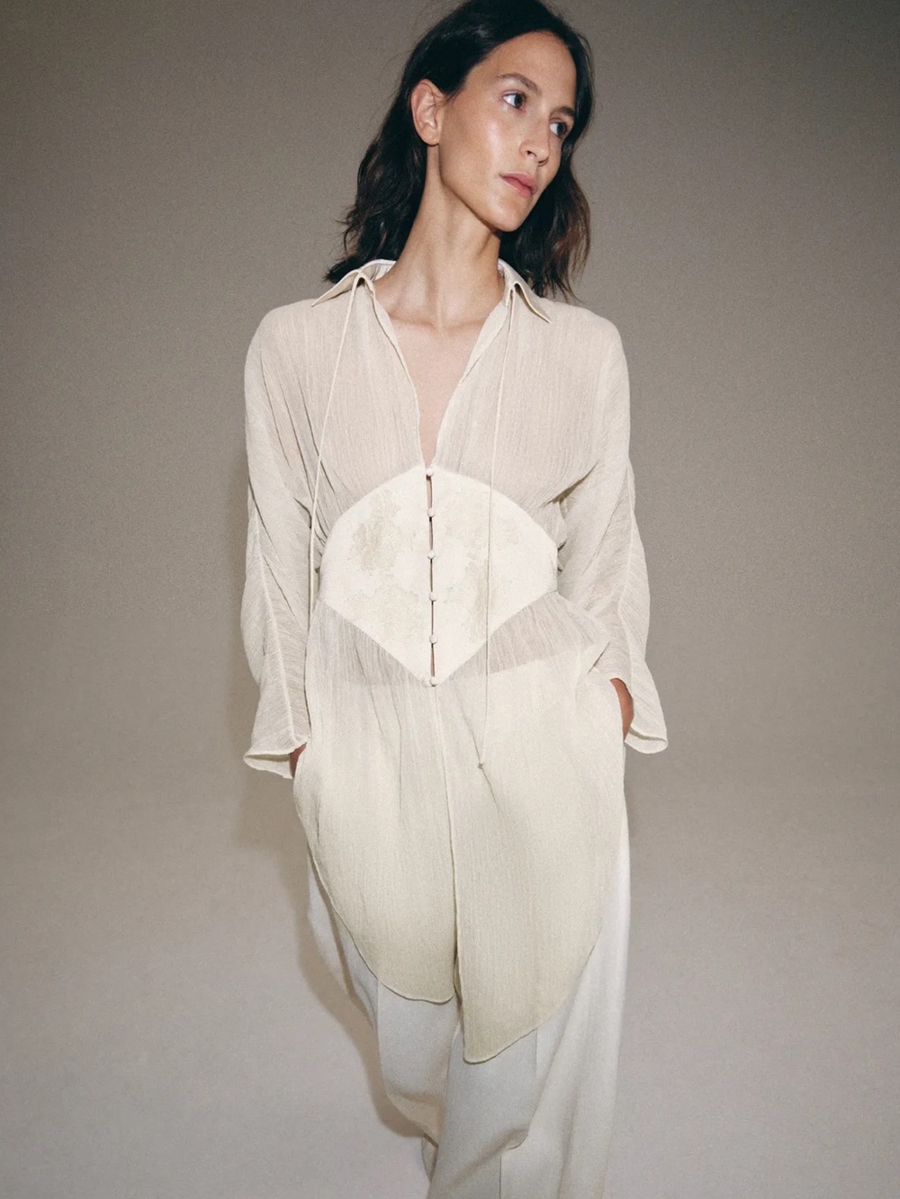 Zara ZW COLLECTION GEORGETTE LACE BLOUSE